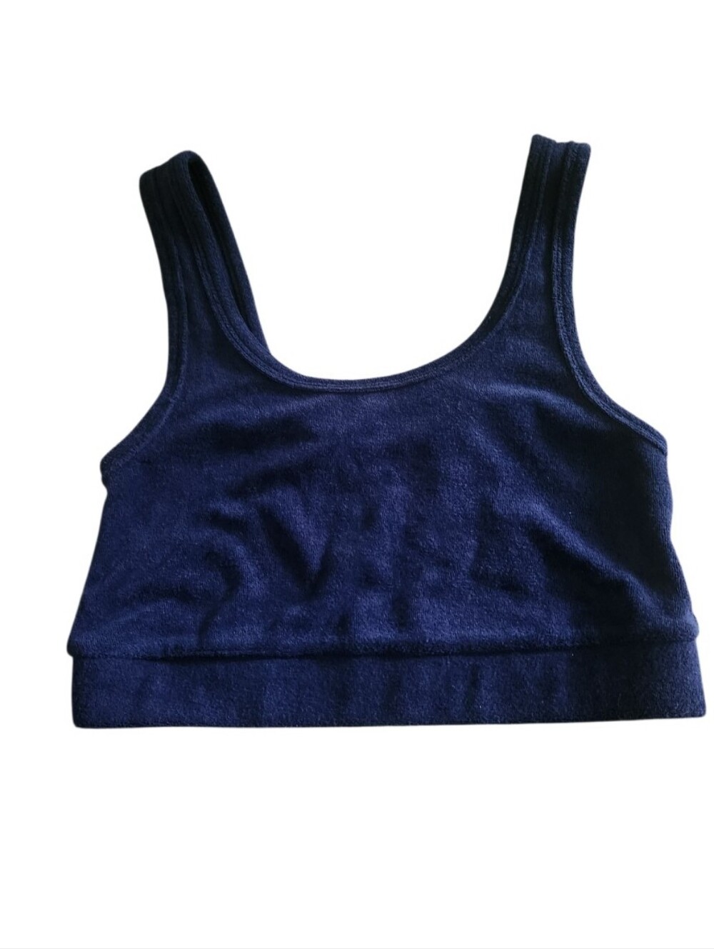Navy Blue French Terry Cropped Tank Top Sz Small